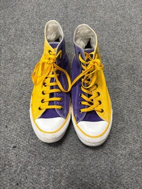 Converse High Top Sneakers in Purple and Yellow